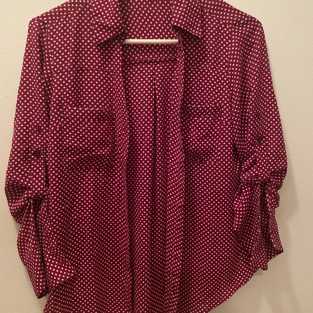 Express Portifino Shirt long sleeve - Dark red with white dots